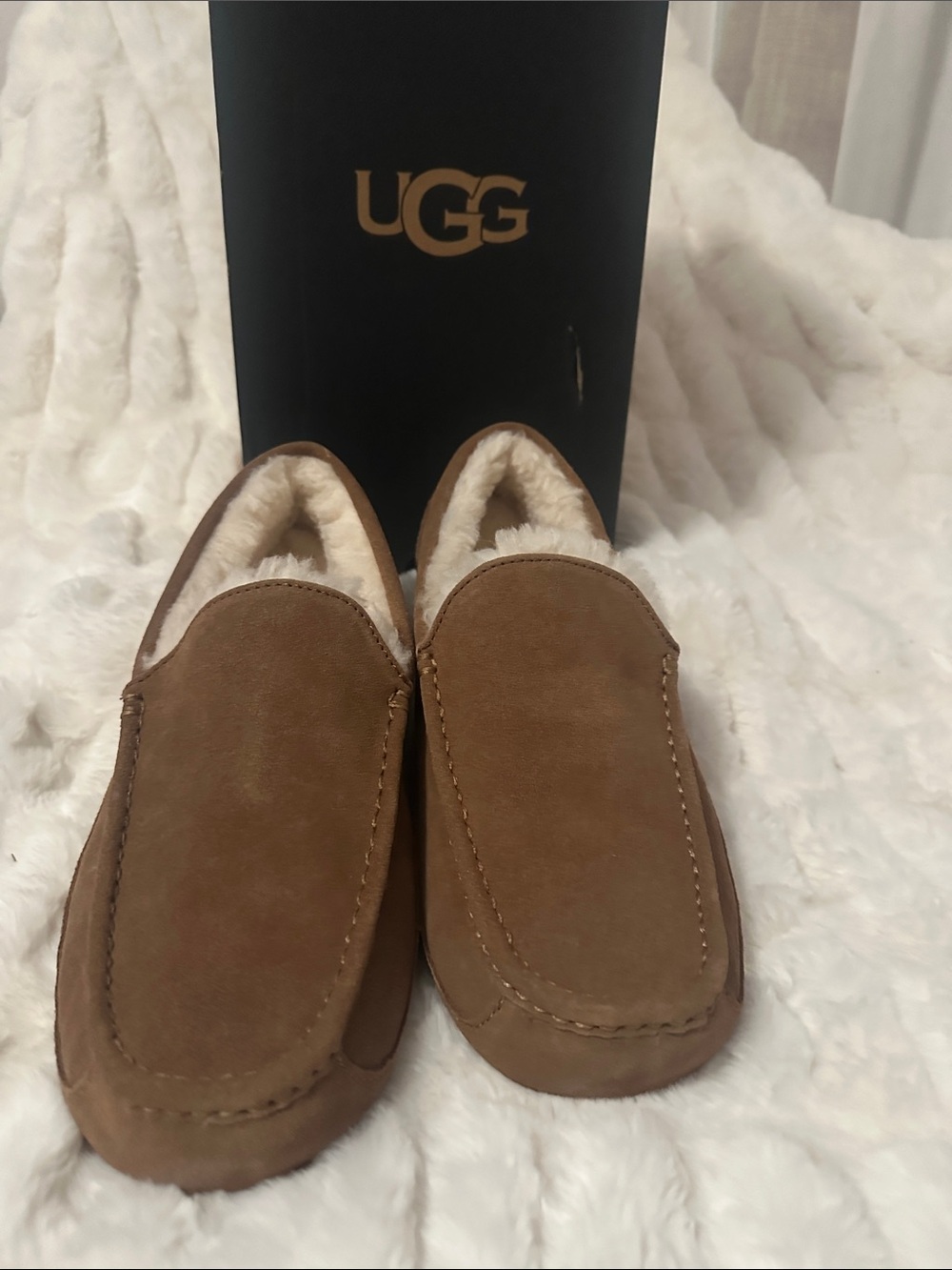 UGG Men's Chestnut Suede Shearling-Lined Slip-On Loafers